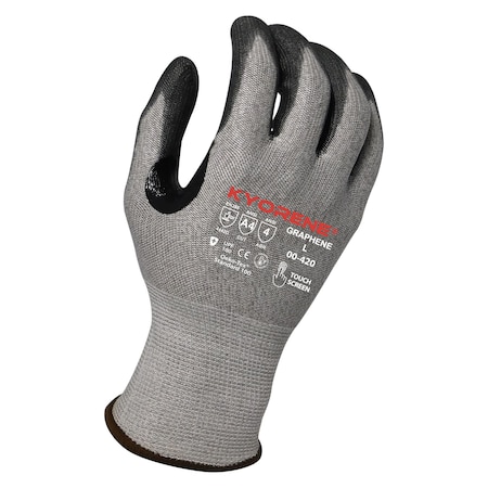 Kyorene 13g Gray Kyorene Graphene, A4 Liner with Black Polyurethane, Palm Coating (XXL) PK Gloves 00-420 (XXL)